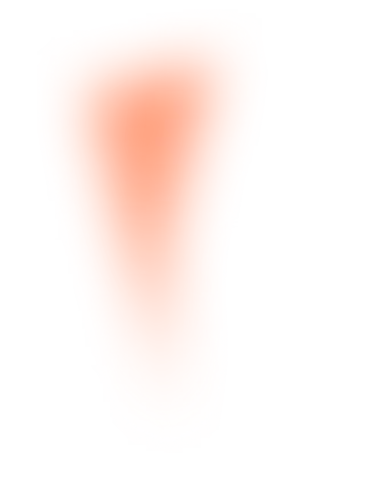 Abstract orange shape with glowing edges on a black background resembling a rounded triangle.